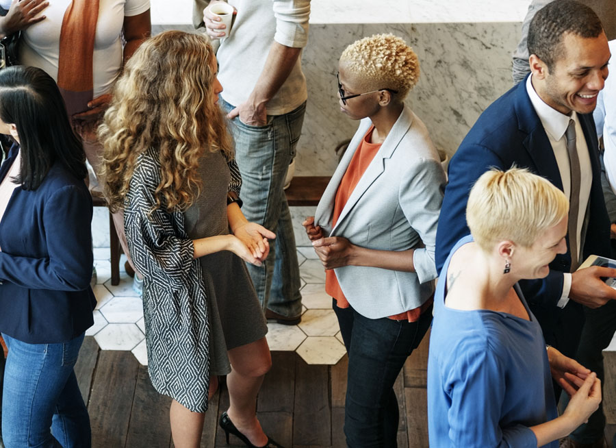 Group of people in conversation.